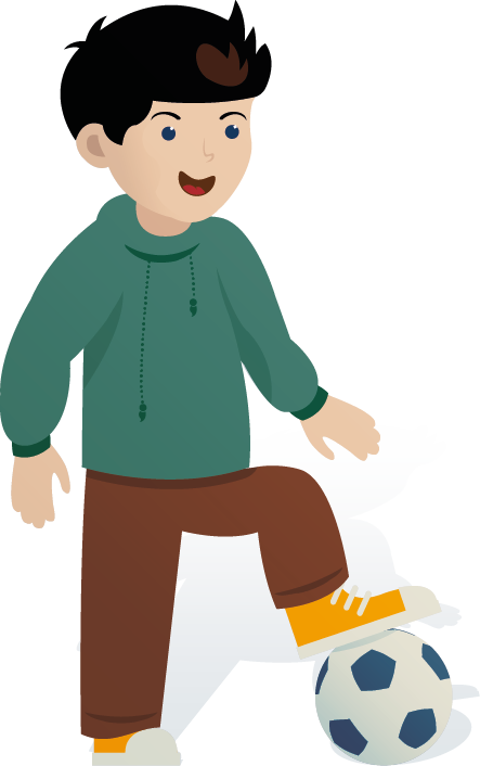 Boy playing with football illustration